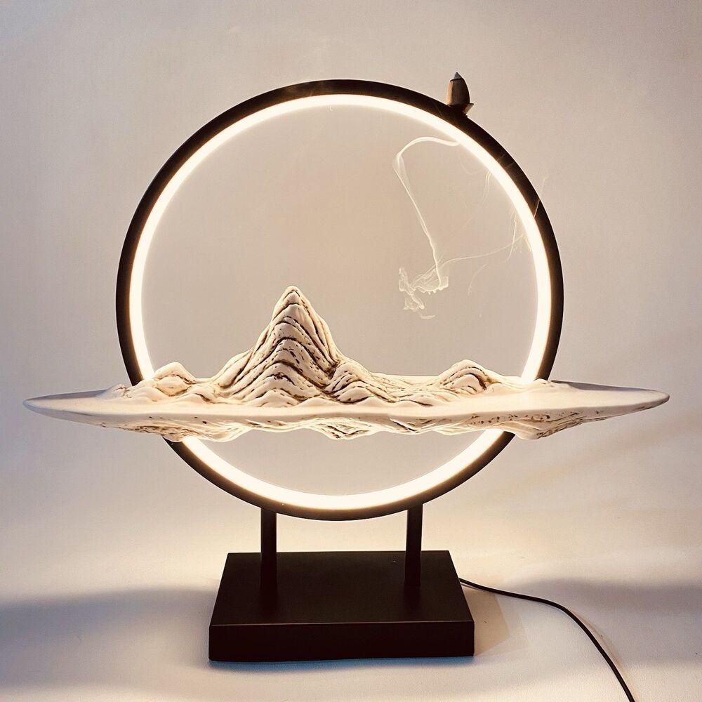 Aromatherapy Back flow Incense Burner Rack Home Decoration  LED light Mountains
